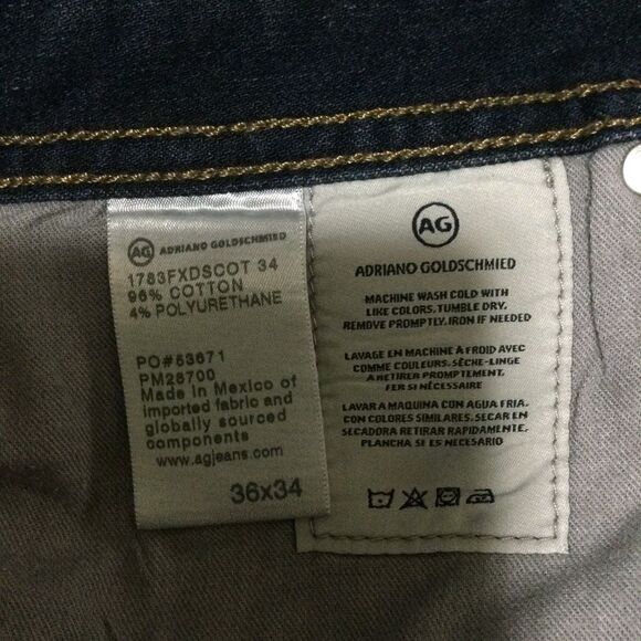 AG Adriano Goldschmied Mens Tellis Modern Slim Stretch Denim Jeans Blue 36X34 - Picture 6 of 7